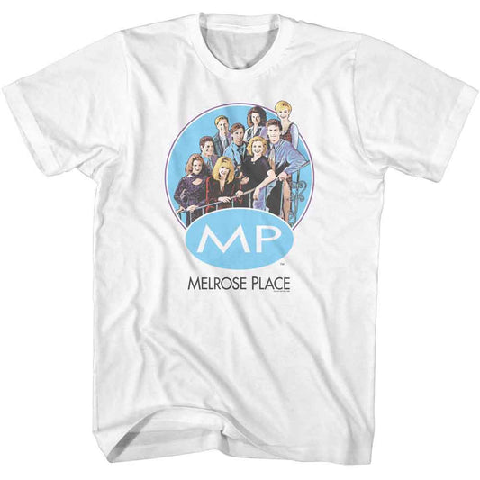 Melrose Place - Crew On Stairs - American Classics - Solid White Adult Short Sleeve T-Shirt