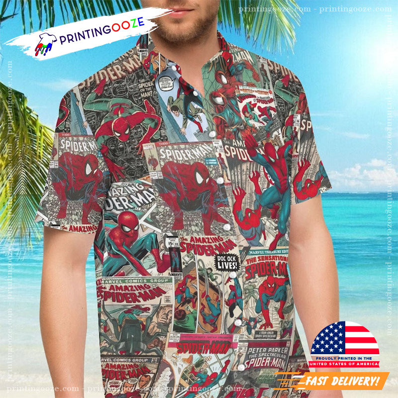 Miles Morales Spider-Verse Spider-Man Collage Hawaiian Shirt