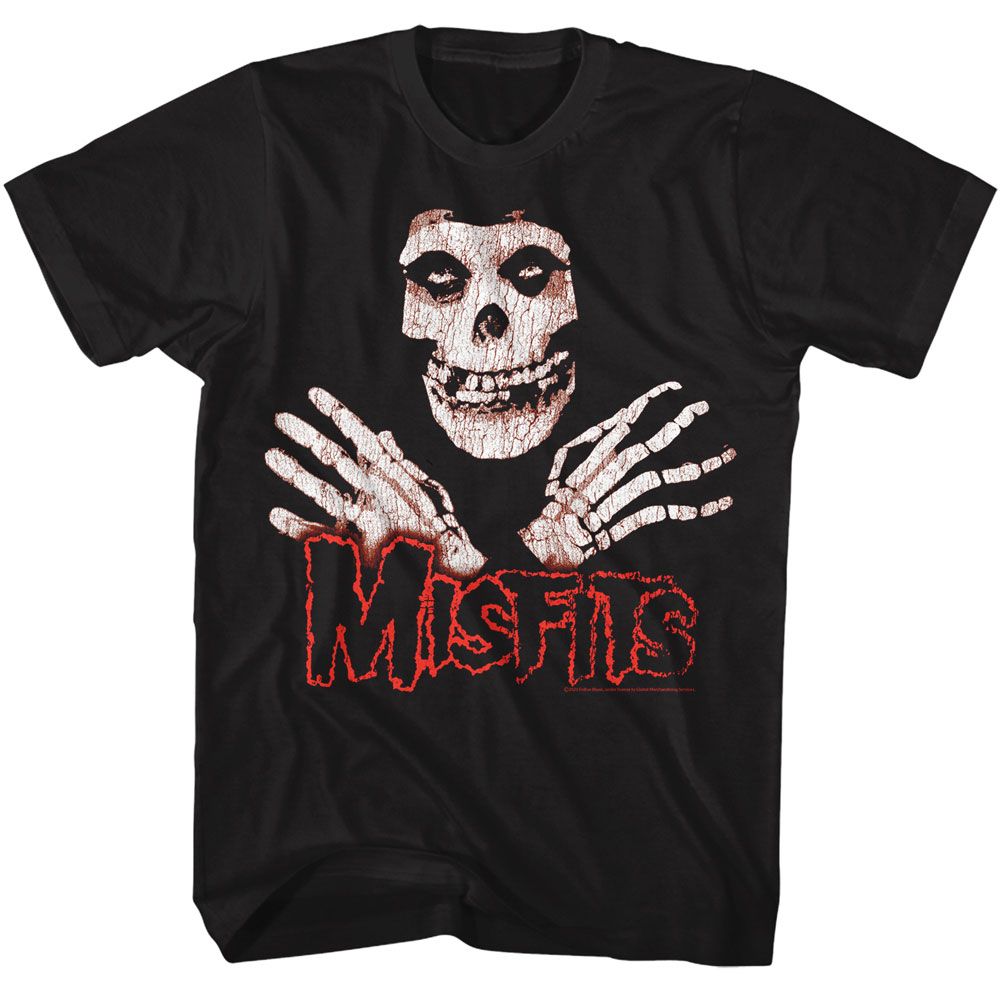 Misfits - Skull Hands - American Classics - Solid Black Adult Short Sleeve T-Shirt