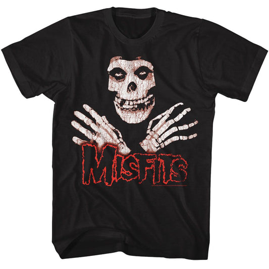 Misfits - Skull Hands - American Classics - Solid Black Adult Short Sleeve T-Shirt