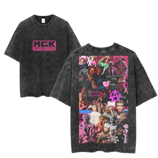 Machine Gun Kelly Bloody Valentine Graphic T-Shirt, MGK Collage Rock Tee, Punk Rock Star Shirt, Vintage Aesthetic Music Tee, Unisex Concert Merch