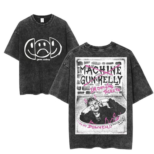 Machine Gun Kelly Graphic Tee, I'm Selling Tickets To My Downfall Shirt, Sadboy Aesthetic Rock Tour Tee, Vintage Washed Look, Unisex Menswear Womenswear Top