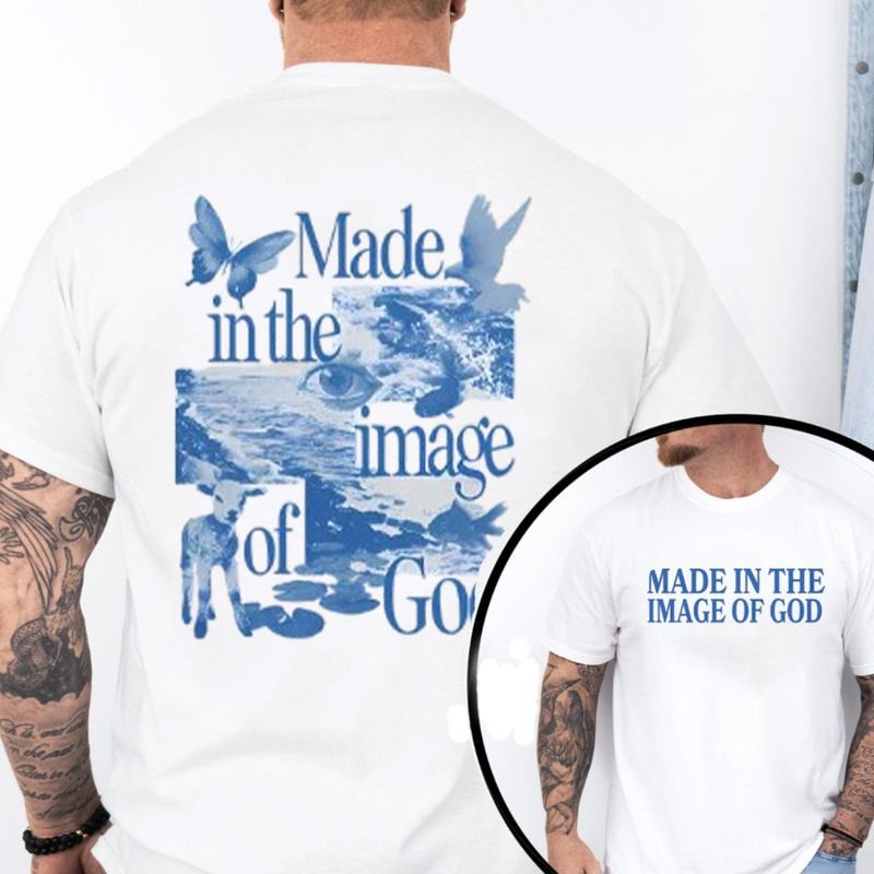 Made In the Image of God TShirt Pure Cotton Casual Street Style Crew Neck Short Sleeve T-Shirt Tops Trendy For Women For...