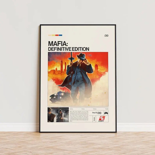 Mafia Definitive Edition Poster, Video Game Poster, Minimalist Game Print, Gaming Room Poster, Gamer Gift, Gaming Print Poster