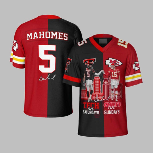 Mahomes Tech On Saturdays Chiefs On Sundays Football Jersey - Grishko.com