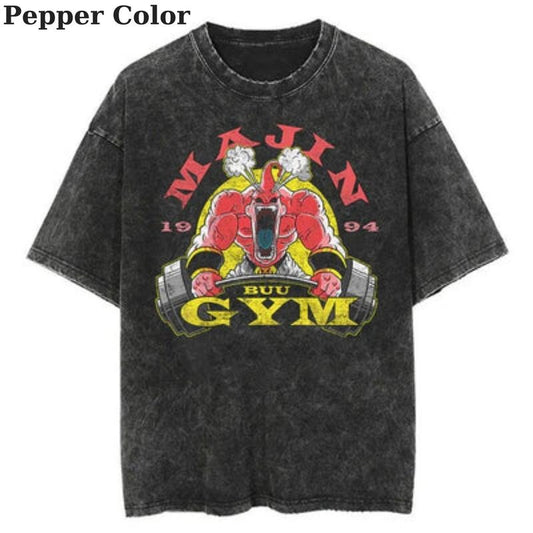 Majin Gym Power Unleashed Vintage T-Shirt, Anime T-Shirt, Workout T-Shirt, Gym T-Shirt, Pump Cover, Gift for Him, Fitness Gift, Weightlifting T-Shirt, Manga Vintage Crewneck Menswear Top