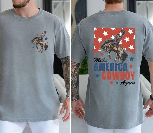 Make America Cowboy Again Shirt,Western Shirt,4th of July Shirt,Bucking Bronco,America Cowboy Shirt,Gift for Patriotic...