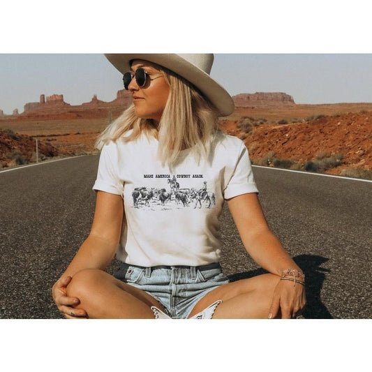 Make America Cowboy Again Sweatshirt, Cowboy Shirt, Western Shirt, 4th Of July Shirt, Western Shirt, Patriotic Shirt, American Shirt