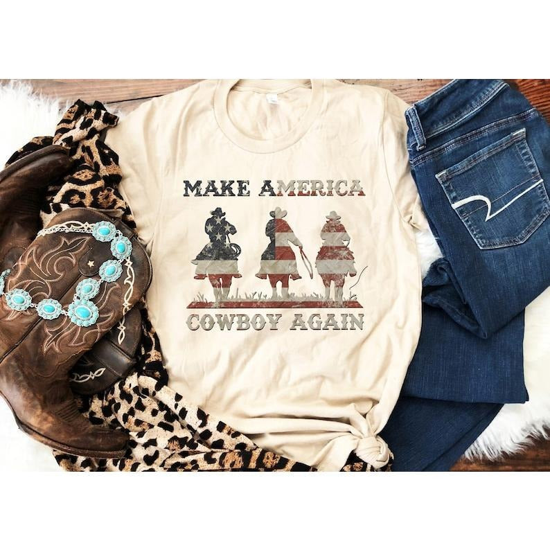 Make America Cowboy Again, cowboy Shirt, 4th Of July Shirt, Western Shirt, Patriotic Shirt, American Shirt