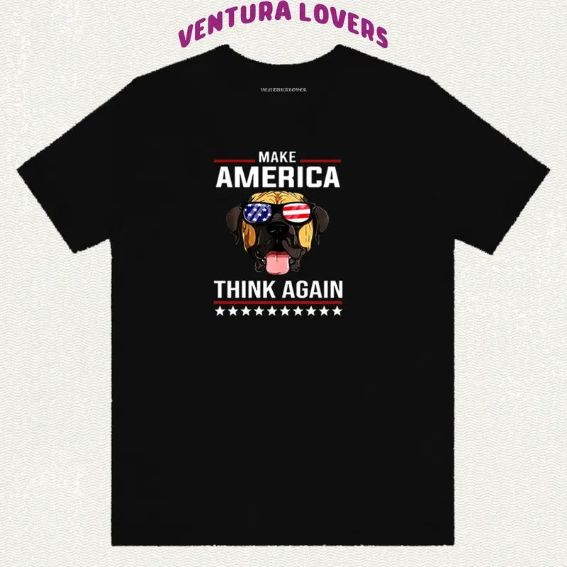 Make America Think Again Short-Sleeved-Unisex T-Shirt, Gifts Hoodie, Sweatshirt | InkThreadWorks.com