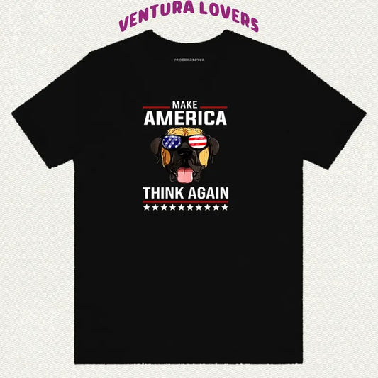 Make America Think Again Short-Sleeved-Unisex T-Shirt, Gifts Hoodie, Sweatshirt | InkThreadWorks.com