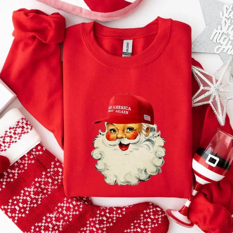 Make Christmas Great Again Christmas Shirt,  Santa Christmas Sweatshirt Gift For Republican Mom Hoodie | InkThreadWorks.com