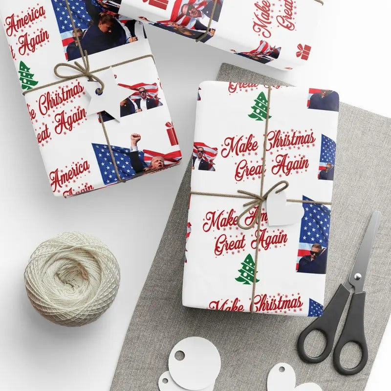 Make Christmas Great Again, Trump Fist, Trump Wrapping Paper for Gifts, Trump Christmas Gift Wrap, Pro Trump 2024, Santa...