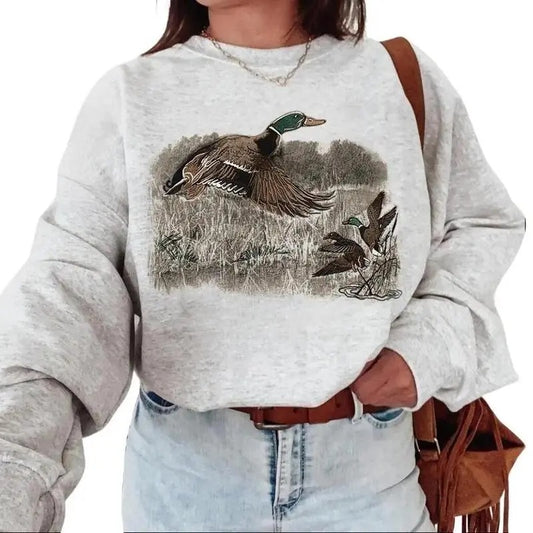 Mallard Duck Retro Unisex Sweaters, Animal Lover Shirt, Fall Shirt, Retro Fall Shirt, Vintage Fall Crewneck Hoodie,...