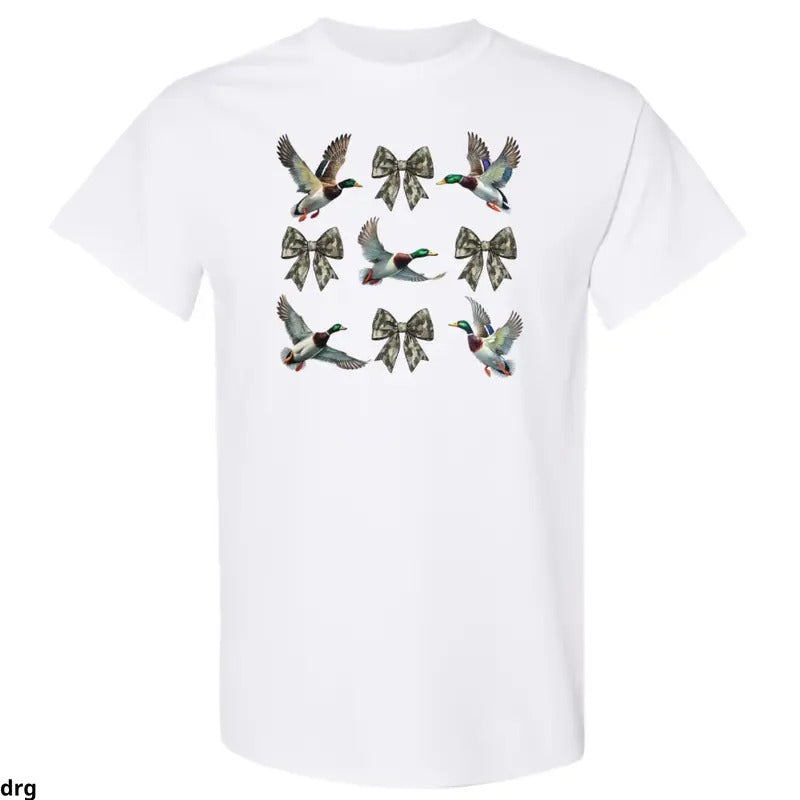 Mallard Duck and Camo Bow T-Shirt, Lightweight and Stylish Hunting-Themed Apparel for Outdoor Enthusiasts, Comfortable ...