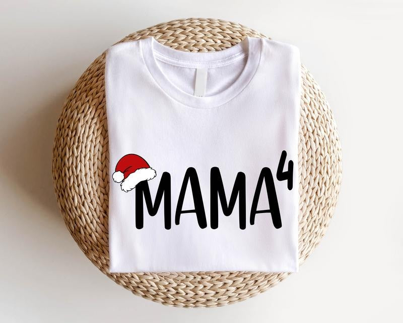 Mama 4 Christmas Shirt, Pregnancy Announcement Xmas T-shirt, Cute Mom Of Four Winter Holiday Tee, Xmas Mommy Gift Shirt,...