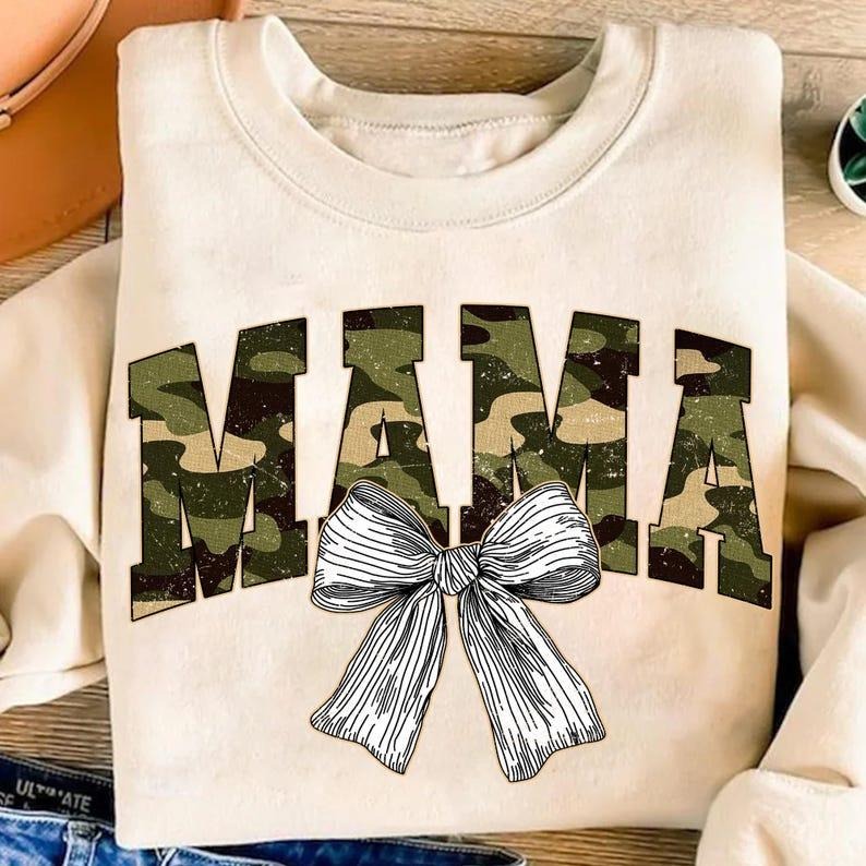 Mama Camo Camouflage Sweatshirt Mama Coquette Varsity Duck Camo Retro Mama Mothers Day Gift T-Shirts, Hoodie