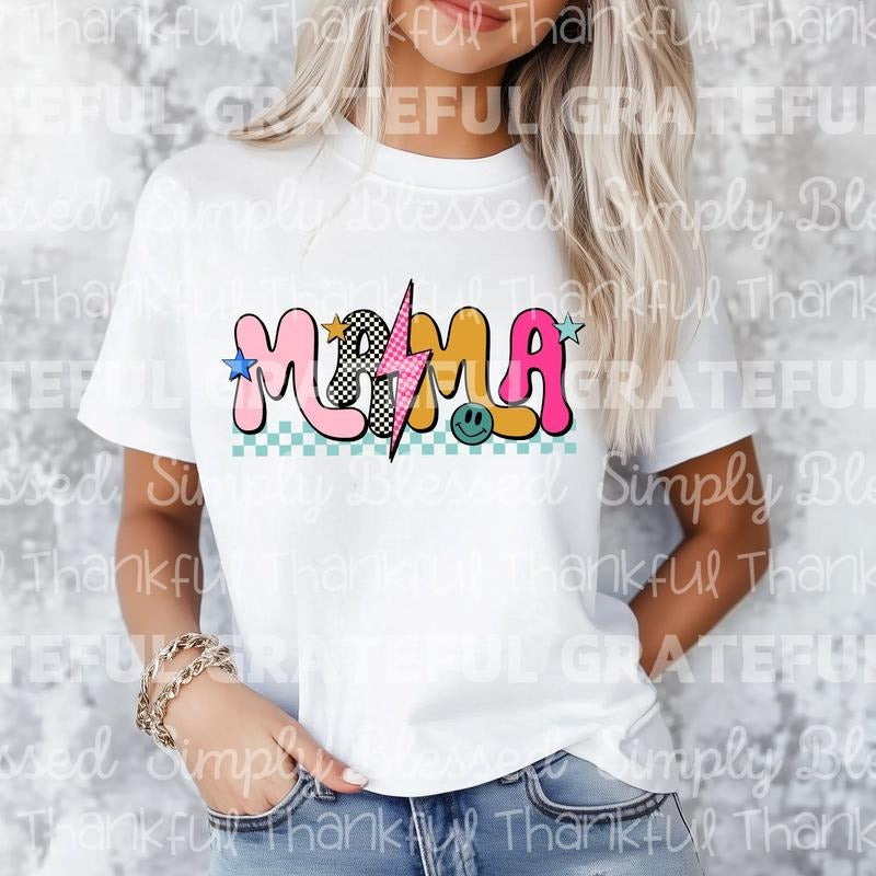 Mama Checkered Bolt DTF Transfers - THIS IS NOT A SHIRT Hoodie, Sweatshirt | InkThreadWorks.com