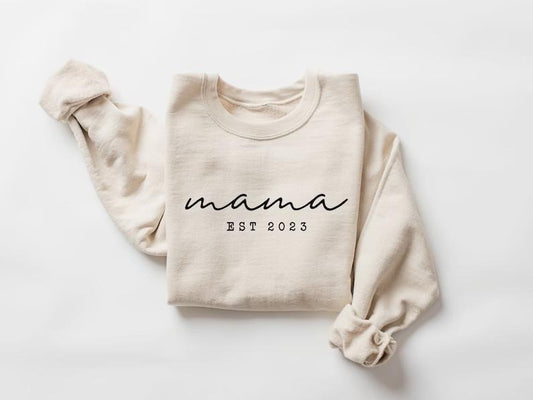 Mama Est 2024 Sweatshirt, Gift for Mom, Pregnancy Announcement, Cool Mom Sweatshirt, New Mom Gift, Mother's Day...