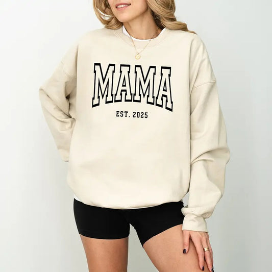 Mama Est 2025 Sweatshirt, Mama Sweatshirt, New Mom Sweatshirt, Mom Shirt, Mother's Day Gift, Christmas Gift for Mom, Mama Crewneck, Mothers Day Shirt