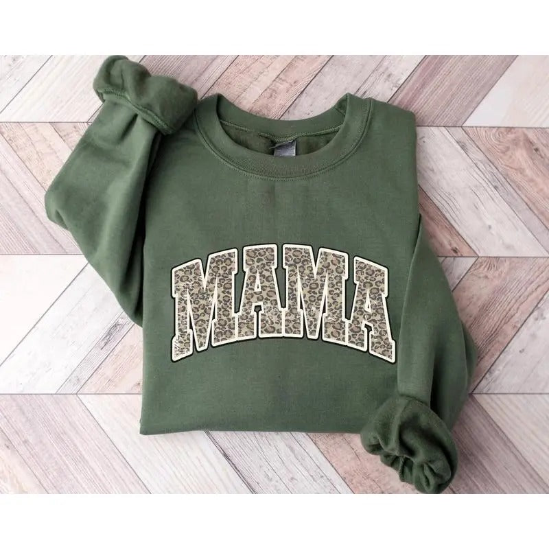 Mama Leopard Shirt, Cute Mama Tee, New Mom T-shirt, Best Mom T-shirt, Leopard Mama Shirt, Mom Life Shirt, Cool Mom Tee,...