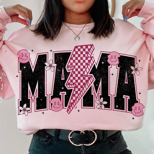 Mama Lightning Bolt Sweatshirt, Funny Mama Tee, Mom Life Gift, Retro Mama Tee, Mother's Day Gift