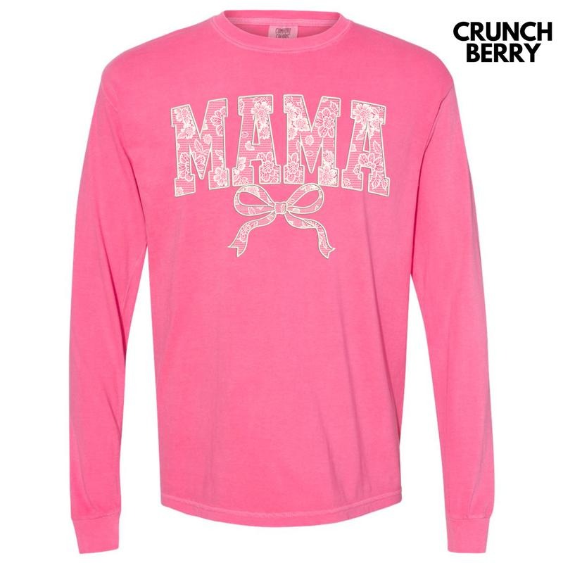 Mama White Lace Coquette Long Sleeve Comfort Colors T-Shirt 'NLB' Hoodie, Sweatshirt | InkThreadWorks.com