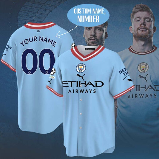 Manchester City Personalized Baseball Jersey