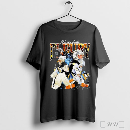 Marc Andre Fleury Black Pittsburgh Penguins Graphic Retro T Shirt