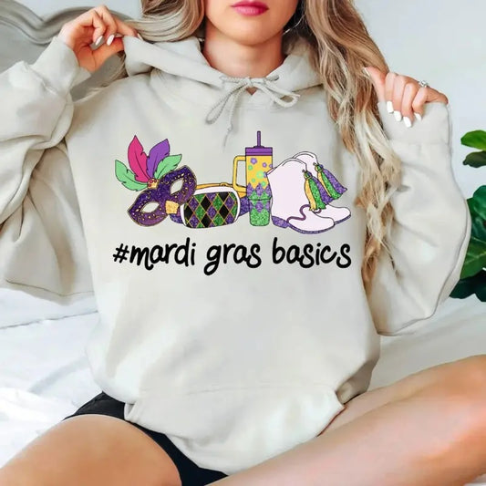 Mardi Gras Basics Tshirt Sweatshirt Hoodie, Shake Your Bootie Shirt, Mask Mardi Gras, Retro Fat Tuesday Shirt, Unisex...