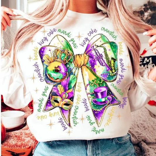 Mardi Gras Coquette Sweatshirt, Mardi Gras Vibes Sweatshirt, Mardi Gras Sweatshirt T-Shirts, Hoodie | InkThreadWorks.com