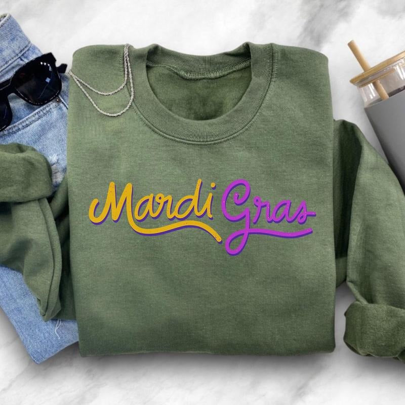 Mardi Gras Crewneck Unisex Sweatshirt, Mardi Gras Sweatshirt, Mardi Gras Party Sweatshirt, Mardi Gras Festival Sweater...