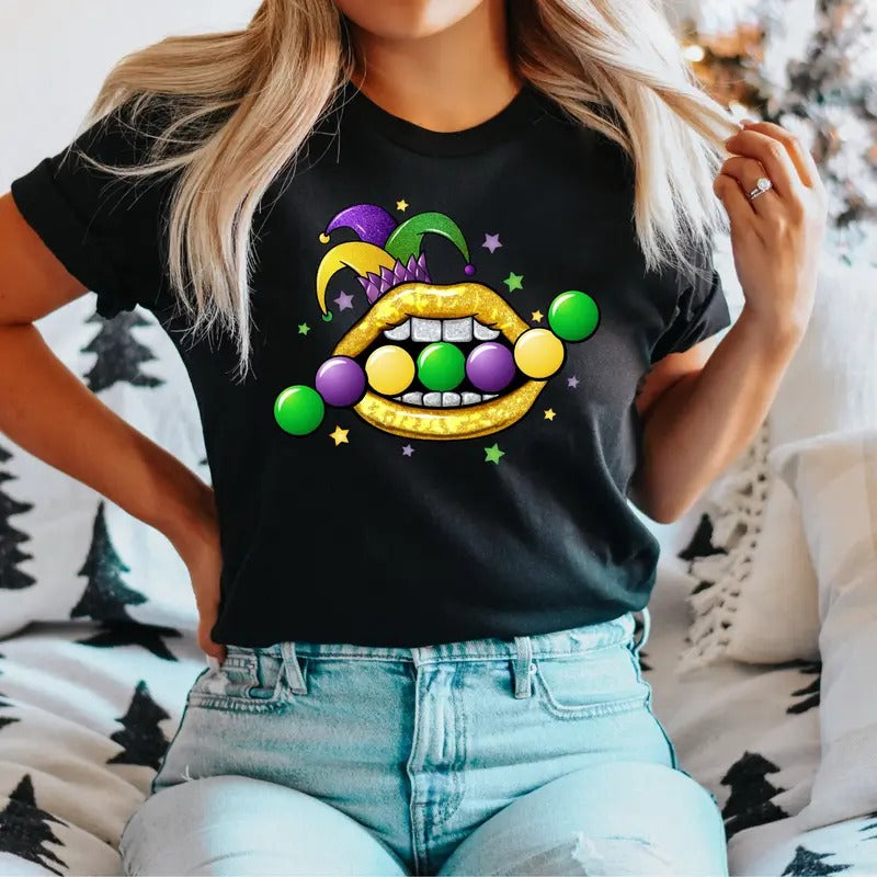 Mardi Gras Lip T-Shirt, Mardi Gras Festival  Shirt, Mardi Gras Day Tee, Carnival Mardi Gras Tee, Mardi Gras Gift Shirt...