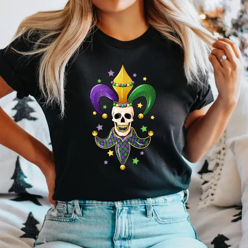 Mardi Gras Skeleton T-Shirt, Mardi Gras Skeletons Party Shirt, Gothic Lovers Tee, Mardi Gras Festival Tee, Mardi Gras...