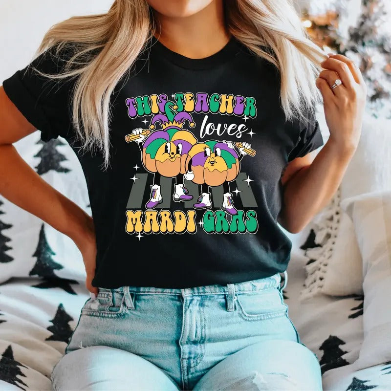 Mardi Gras Teacher T-Shirt, Mardi Gras Louisiana Shirt, Teacher Appreciation Tee, Mardi Grass Carnaval Tee, Mardi Grass...