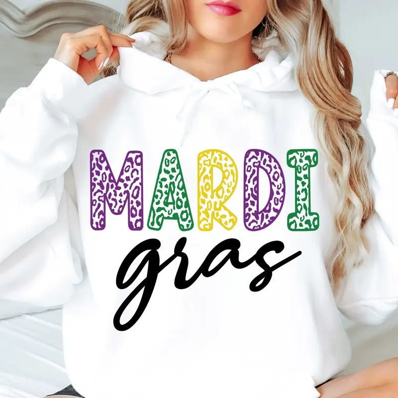 Mardi Gras Tshirt Sweatshirt Hoodie, Louisiana Tee, Mardi Gras Shirt, Fat Tuesday Shirt, Fleur De Lis, Unisex Sweater...