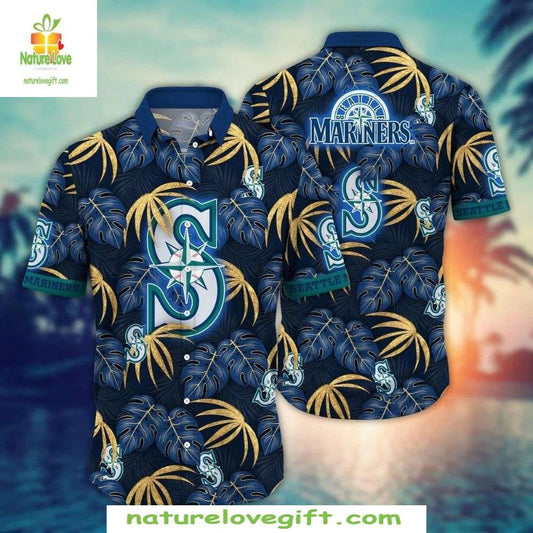 MLB Hawaiian Shirt Mariners Tropical Palm Night Baseball Apparel