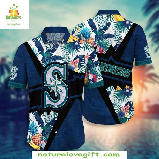 MLB Hawaiian Shirt Mariners Tropical Floral Aloha Baseball Apparel