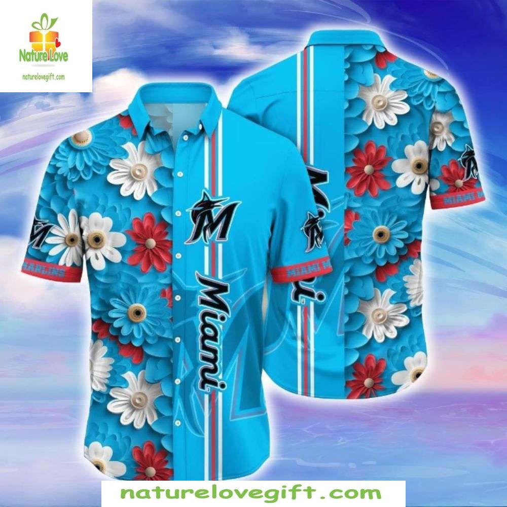 Miami Marlins Hawaiian Shirt MLB Baseball Apparel Seabreeze Petals