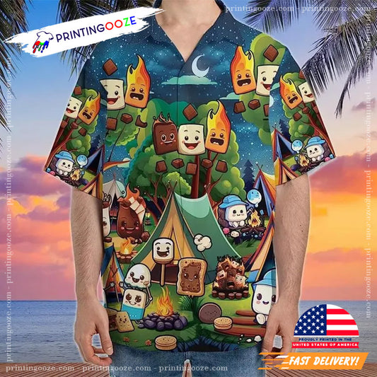 Marshmallow Camping Hawaiian Shirt