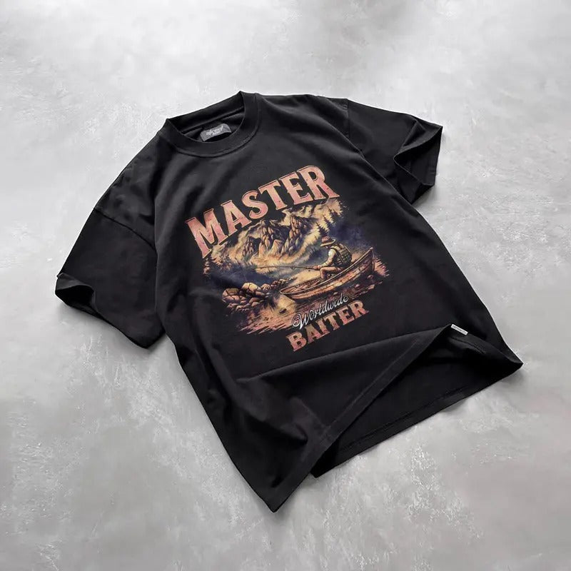 Master Baiter Retro Graphic T-Shirt, Bass Fishing Shirt For Men, Funny Fisher Tee, Husband Shirt, Bass Lovers Gift, Dad Gifts, Fish Lovers