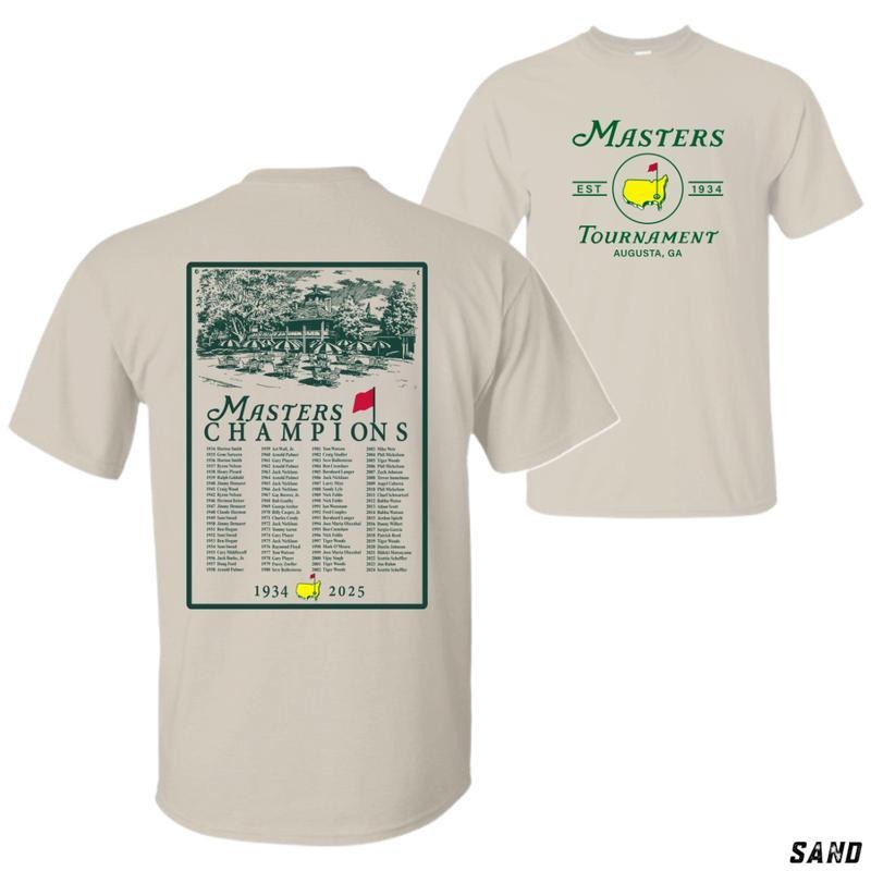 Masters Tournament 2025 Shirt, Classic Design Featuring Iconic Champions List and Augusta National Golf Club, Perfect for Golf Fans