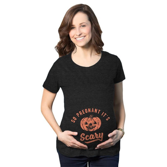Maternity so Pregnant It's Scary T Shirt Funny Halloween Jack-O-Lantern Pregnancy Tee Funny Graphic Maternity Tee Cute Pregnancy Tees With Plus Sizes Halloween Maternity Wear Funny Maternity Shirts Black