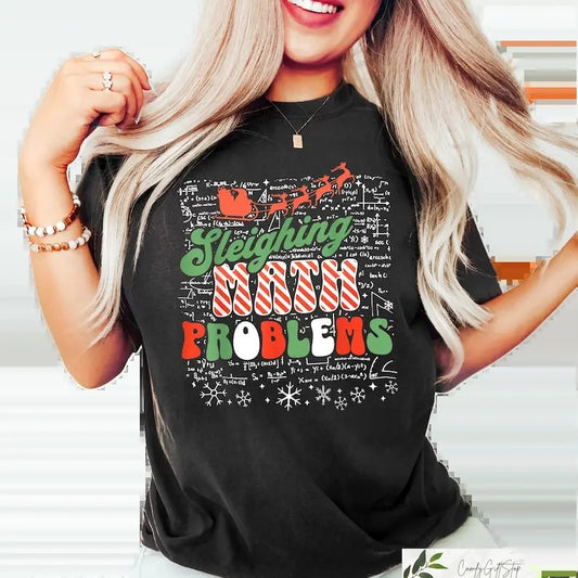 Math Teacher Christmas Shirt, dark romance shirts, throne of glass book merch, Sleighing Math Problems Tee,acotar Hoodie,...