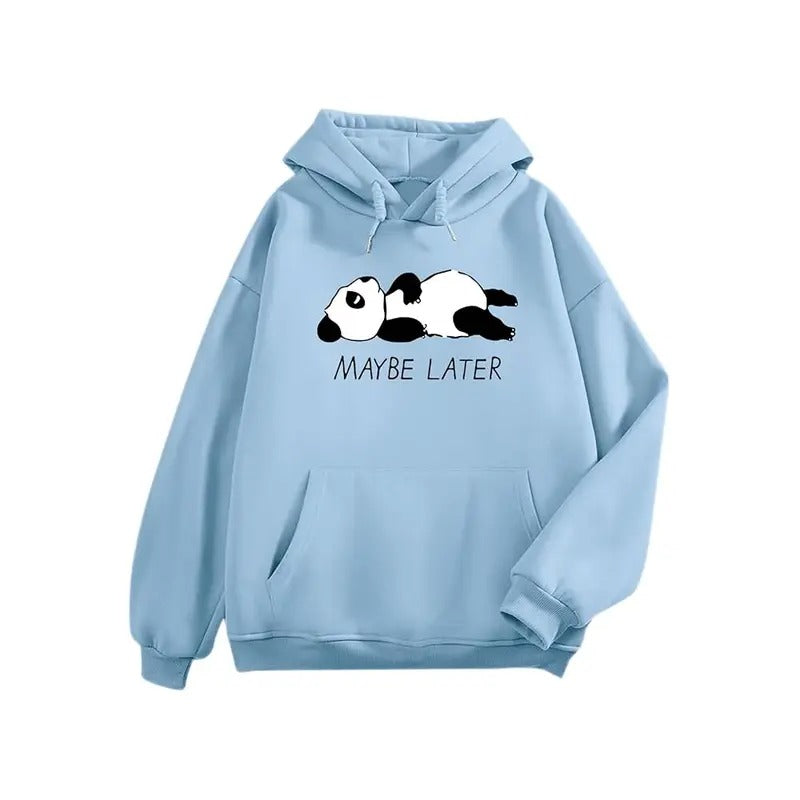 Maybe Later Funny Hoodie Casual Street Style Fleece Fabric Pullover Sweatshirt for Women for Men, Perfect Gift T-Shirts
