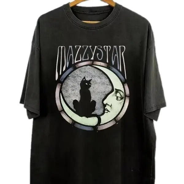 Mazzy Star Moon And Cat Tee, 90s Alt Rock, Mazzy Star Unisex Band Shirt Cotton Top Tee Hoodie, Sweatshirt