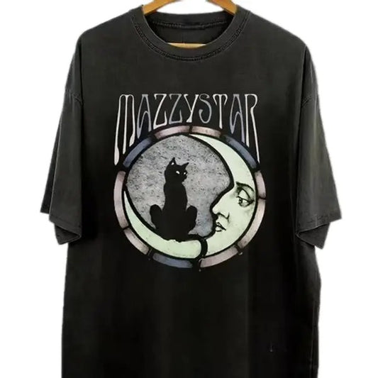 Mazzy Star Moon And Cat Tee, 90s Alt Rock, Mazzy Star Unisex Band Shirt Cotton Top Tee Hoodie, Sweatshirt