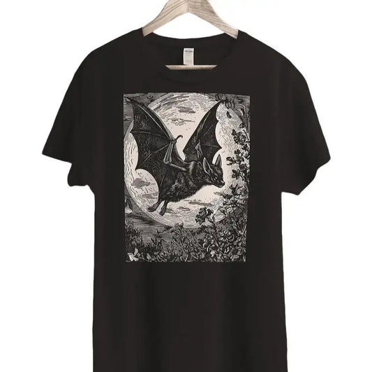 Medieval Bat T-Shirt, Goblincore Aesthetic Sweatshirt, Dark Cottagecore Tee, Whimsigoth Gothic T-shirt, Dark Academia...