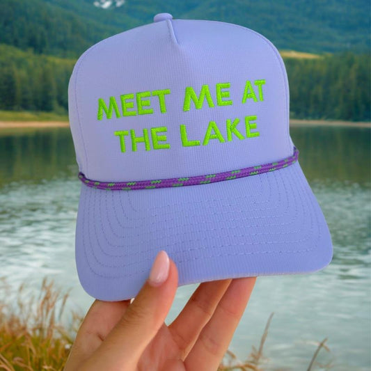 'Meet Me at the Lake' Embroidered Snapback Rope Hat