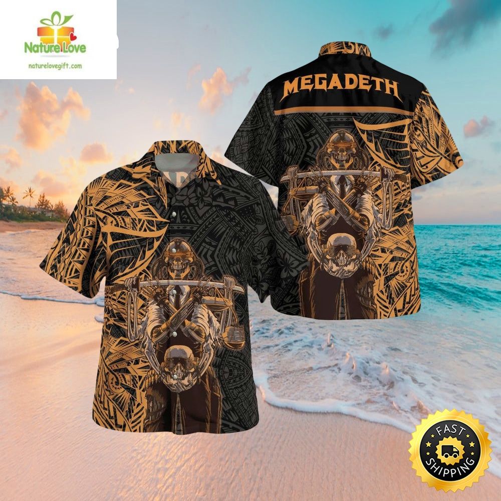 Megadeth Skull Tribal Hawaiian Shirt Band Merch